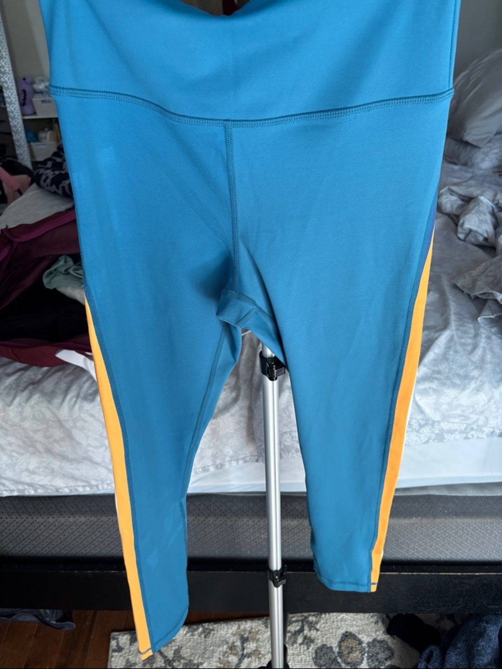 ZYIA Teal Leggings with Yellow Side Stripe